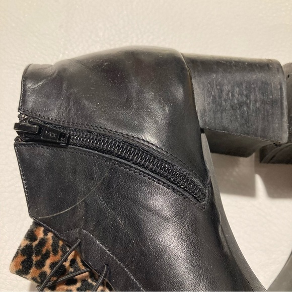 PROXY Sz 9.5 Leopard Print Elastic Top Square Heel Zipper Made In Spain Shoes - Picture 6 of 11